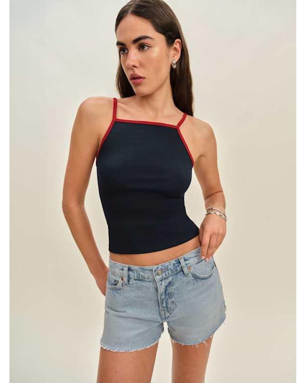 Reformation Blue Sutton Low Rise 2.5? Slouchy Jean Shorts