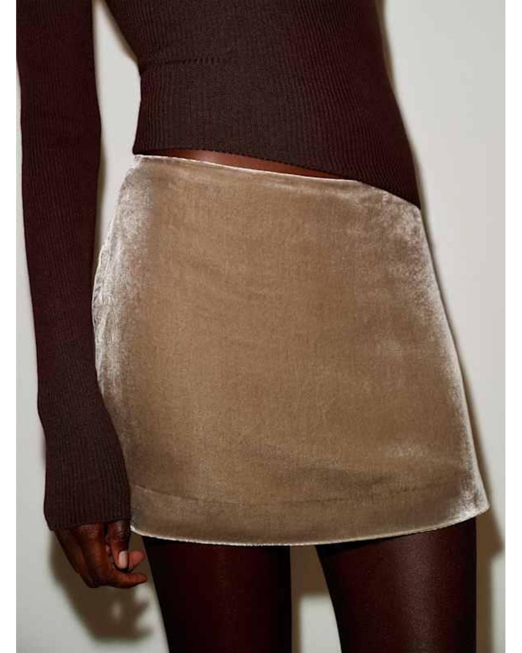 Reformation Natural Carla Low Waist Velvet Skirt 0