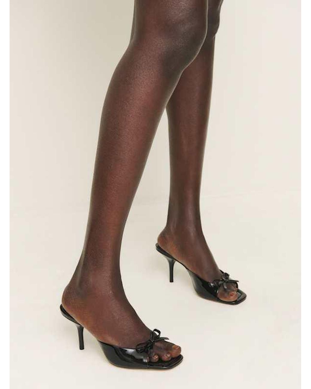 Reformation Blue Clementine Heeled Mule Sandal Patent 5