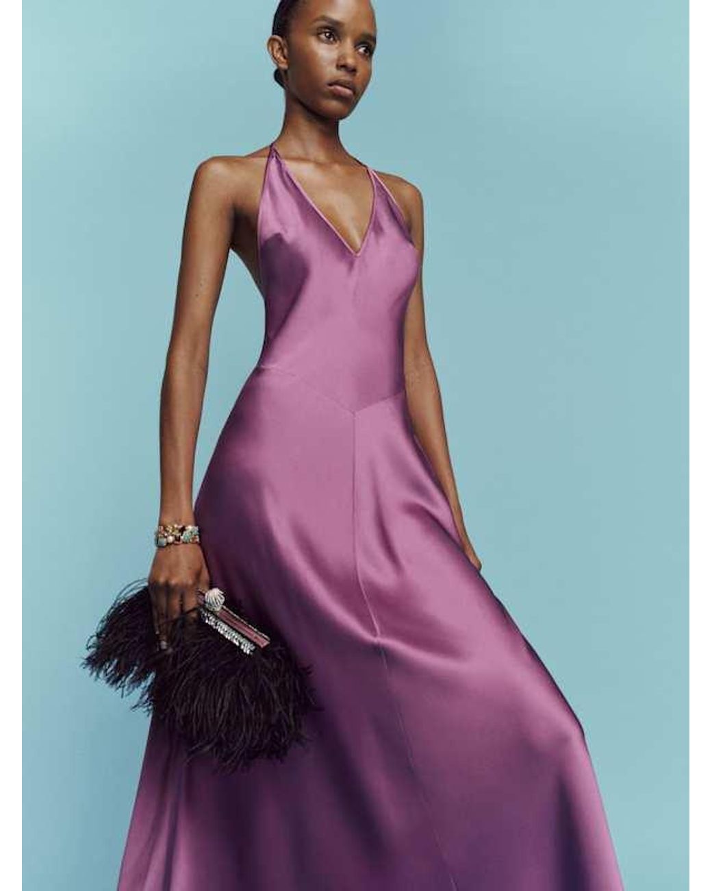 Reformation Blue Lara Silk Dress