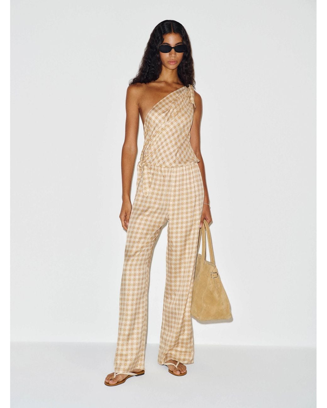 Reformation Natural Jenni Silk Twill Jumpsuit