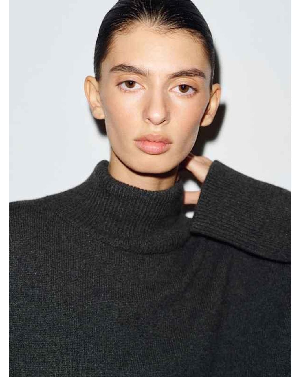 Reformation Black Mars Cashmere Turtleneck Dress