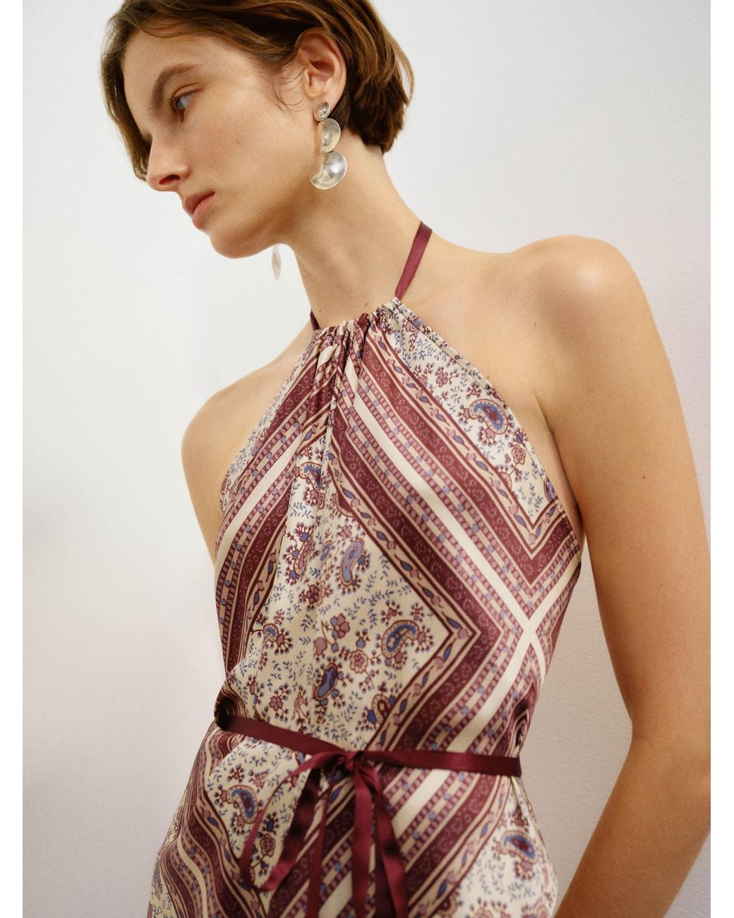 Reformation Multicolor Una Silk Scarf Top