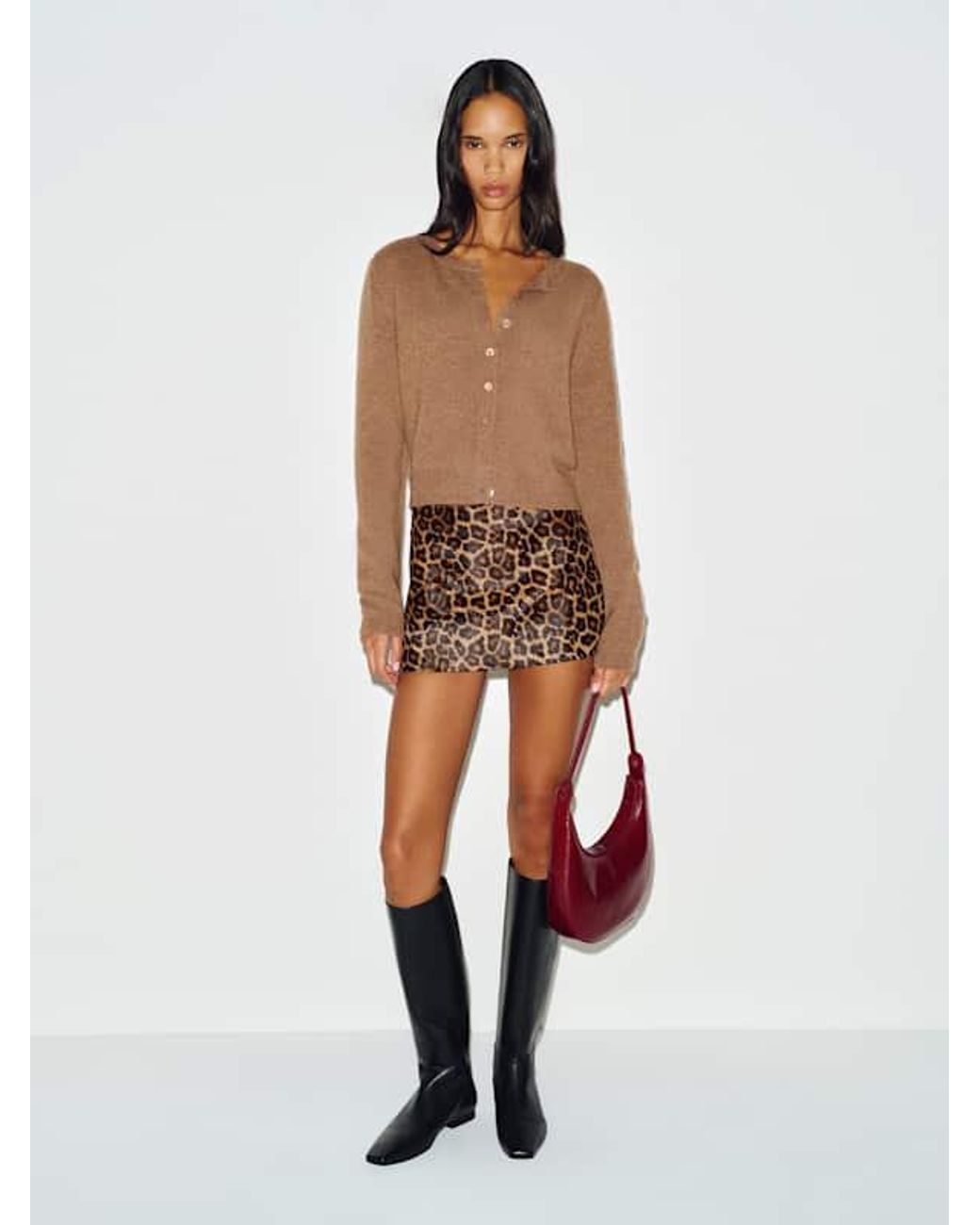 Reformation Brown Clara Cashmere Crew Cardigan