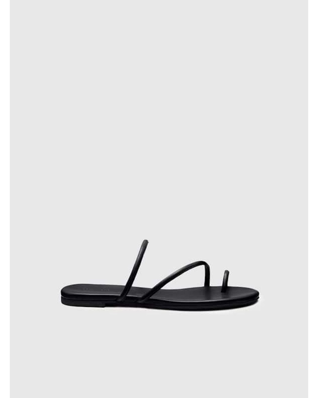 Reformation Black Ludo Toe Ring Strappy Flat Sandal