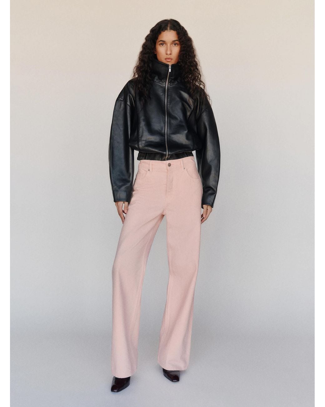 Reformation Black Clyde Low Rise Baggy Jean Denim
