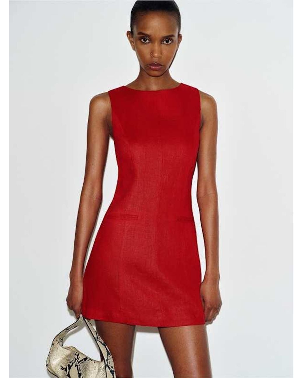 Reformation Red Citron Linen Dress
