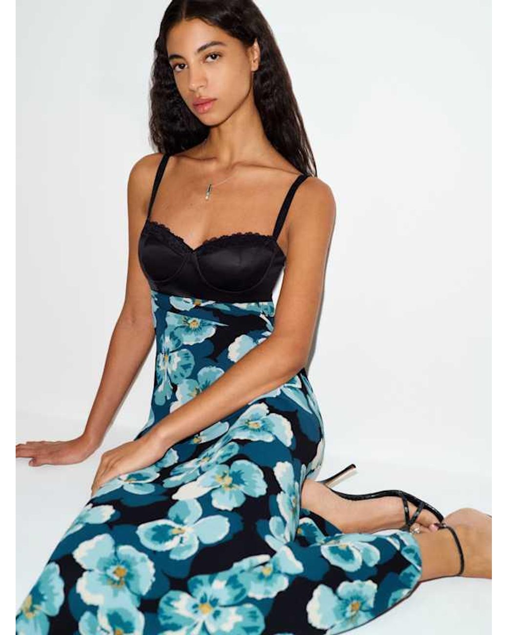 Reformation Blue Breanne Dress Lace 0