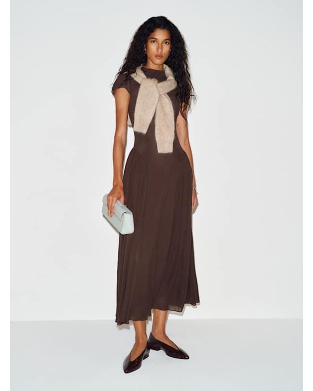 reformation chiffon dress Maven Mock-Neck Midi in Brown The Denim Midi Dress pants-size-42x32 Chiffon midi Casual dresses Bold polka Color:NO11