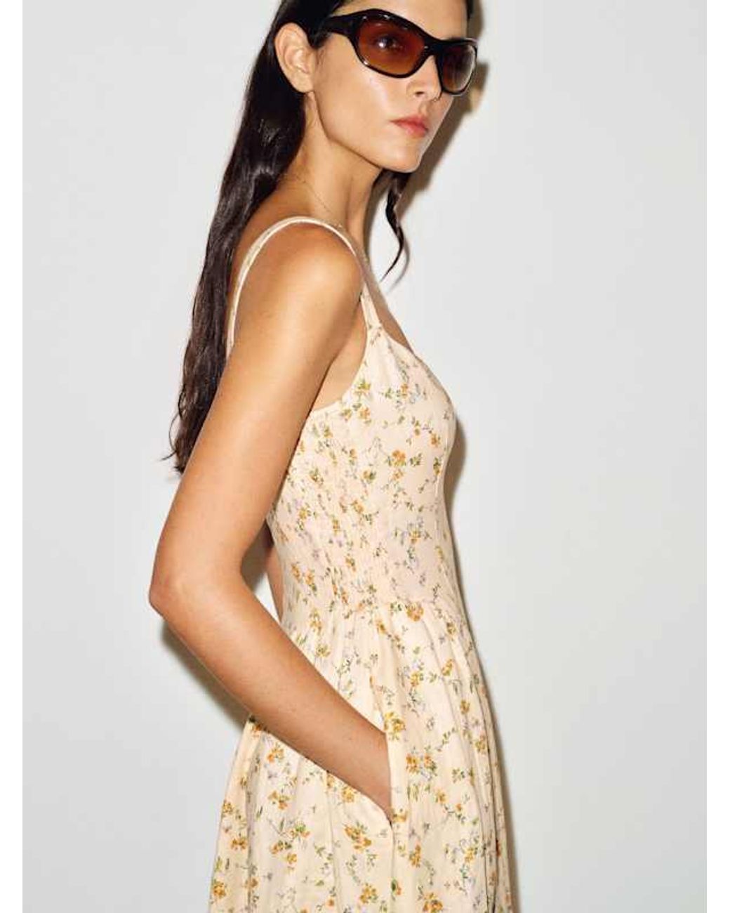 Reformation Natural Birdie Linen Dress 0