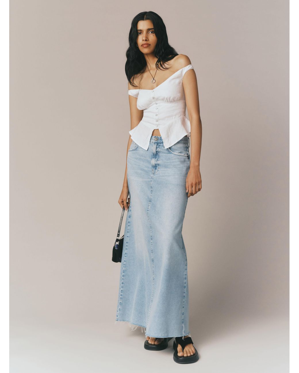 Reformation Kass Maxi Denim Skirt in Blue Lyst