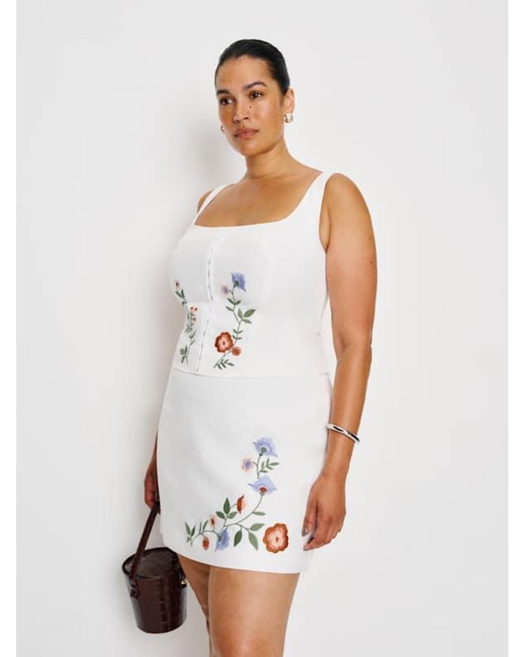 Reformation White Ren Linen Skirt Es 18