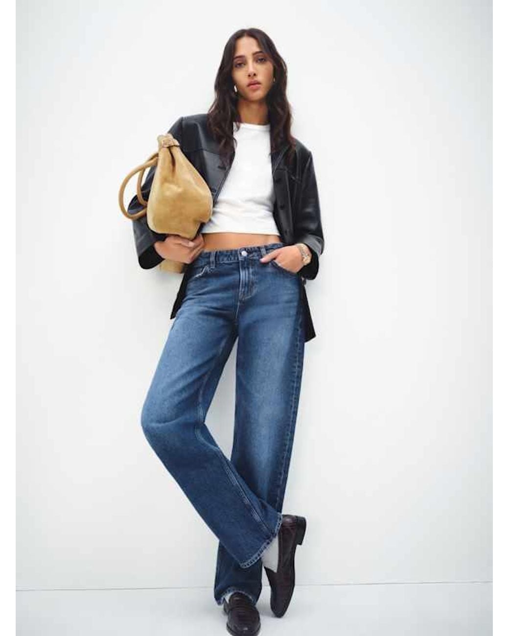 Reformation Blue Charlee Low Rise Straight Leg Jeans Denim