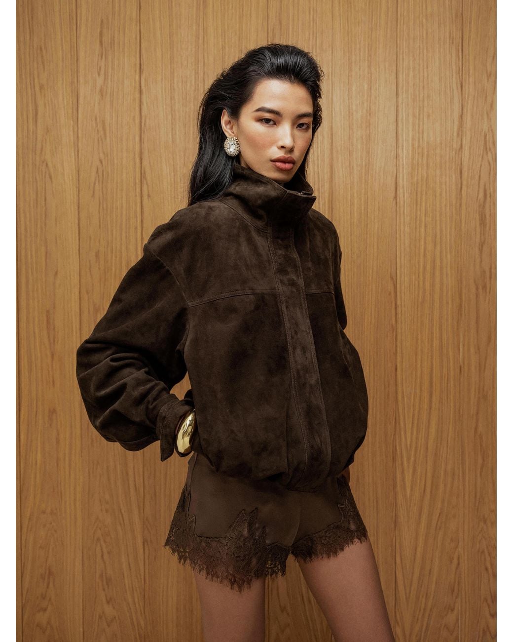 Reformation Brown Veda Kendall Suede Jacket