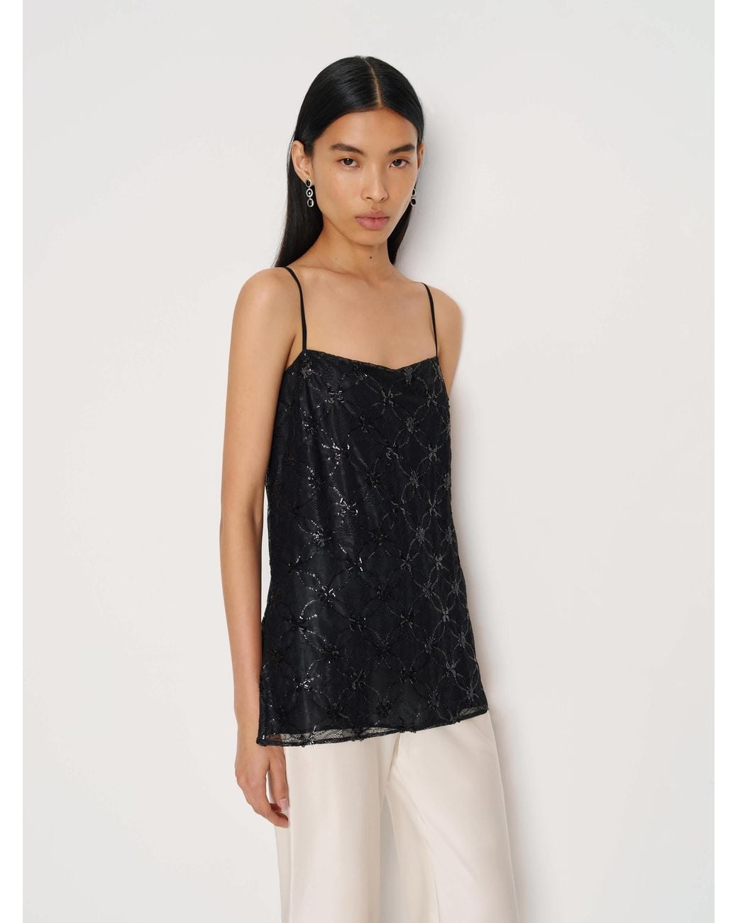 Reformation White Ines Top Sequin