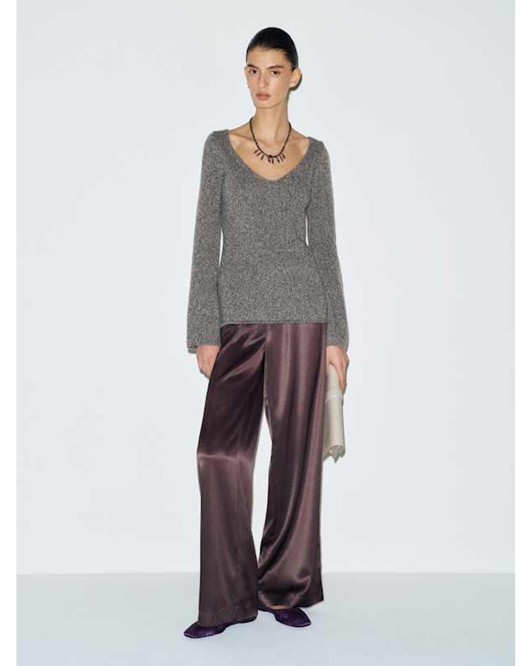 Reformation Gray Nicoletta Regenerative Wool Scoop Neck Sweater