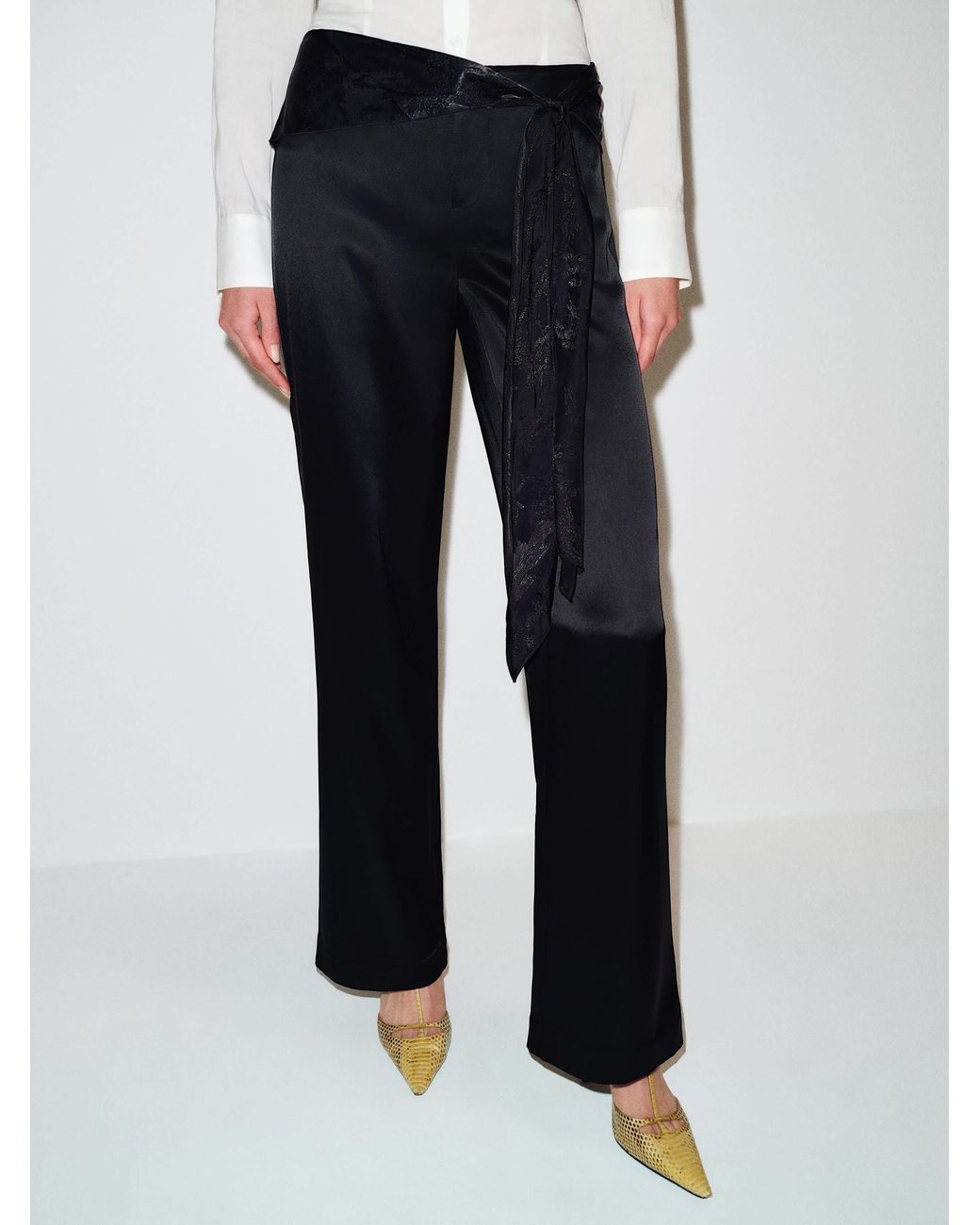 Reformation Blue Mina Satin Tie Pant