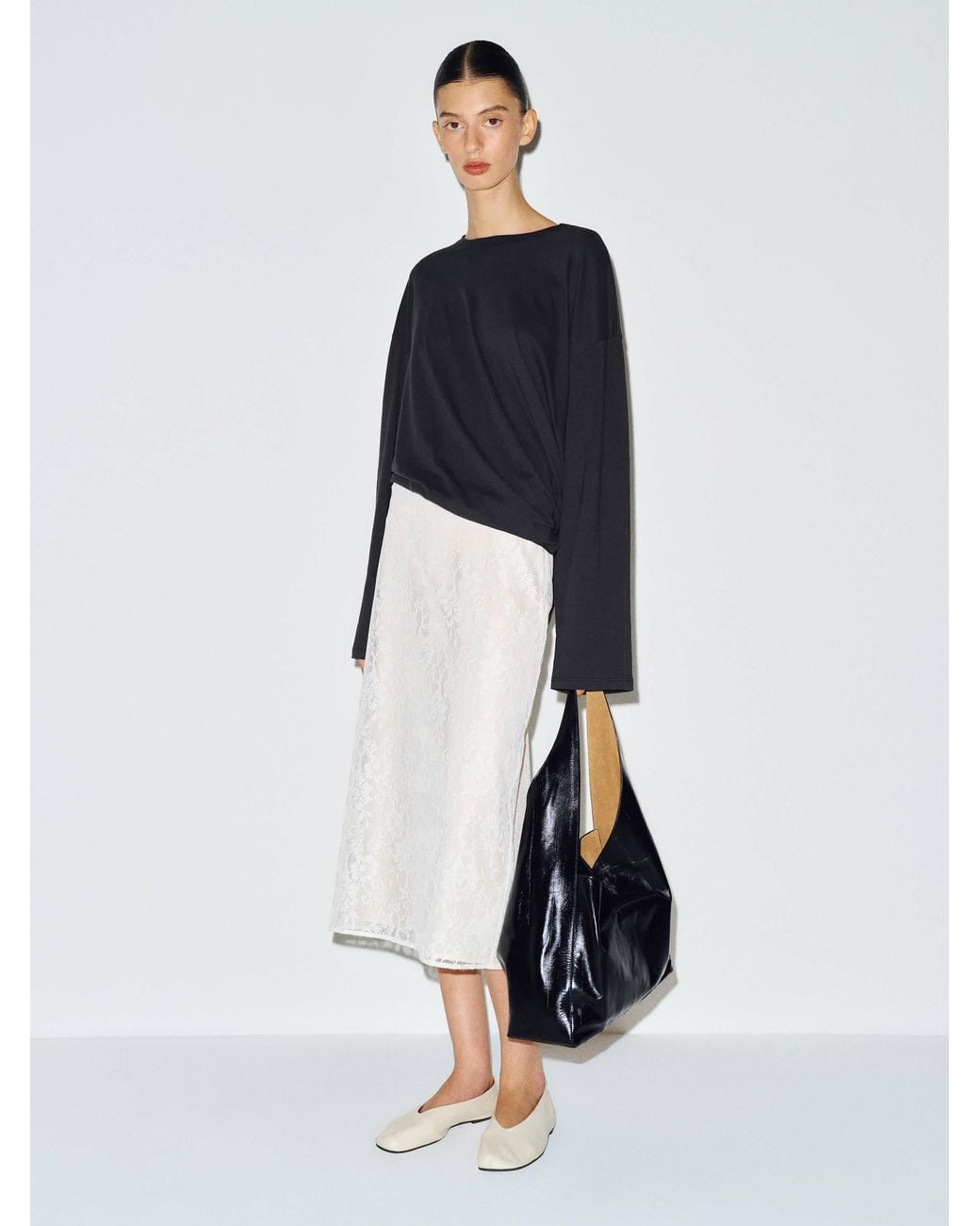 Reformation White Wren Oversized Long Sleeve T-Shirt