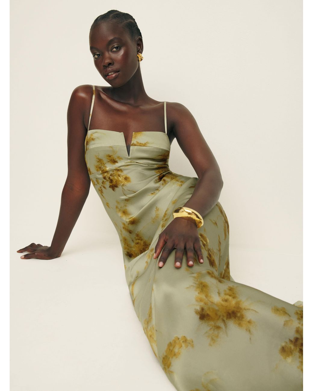 Reformation Brie Silk Dress in Green | Lyst Canada