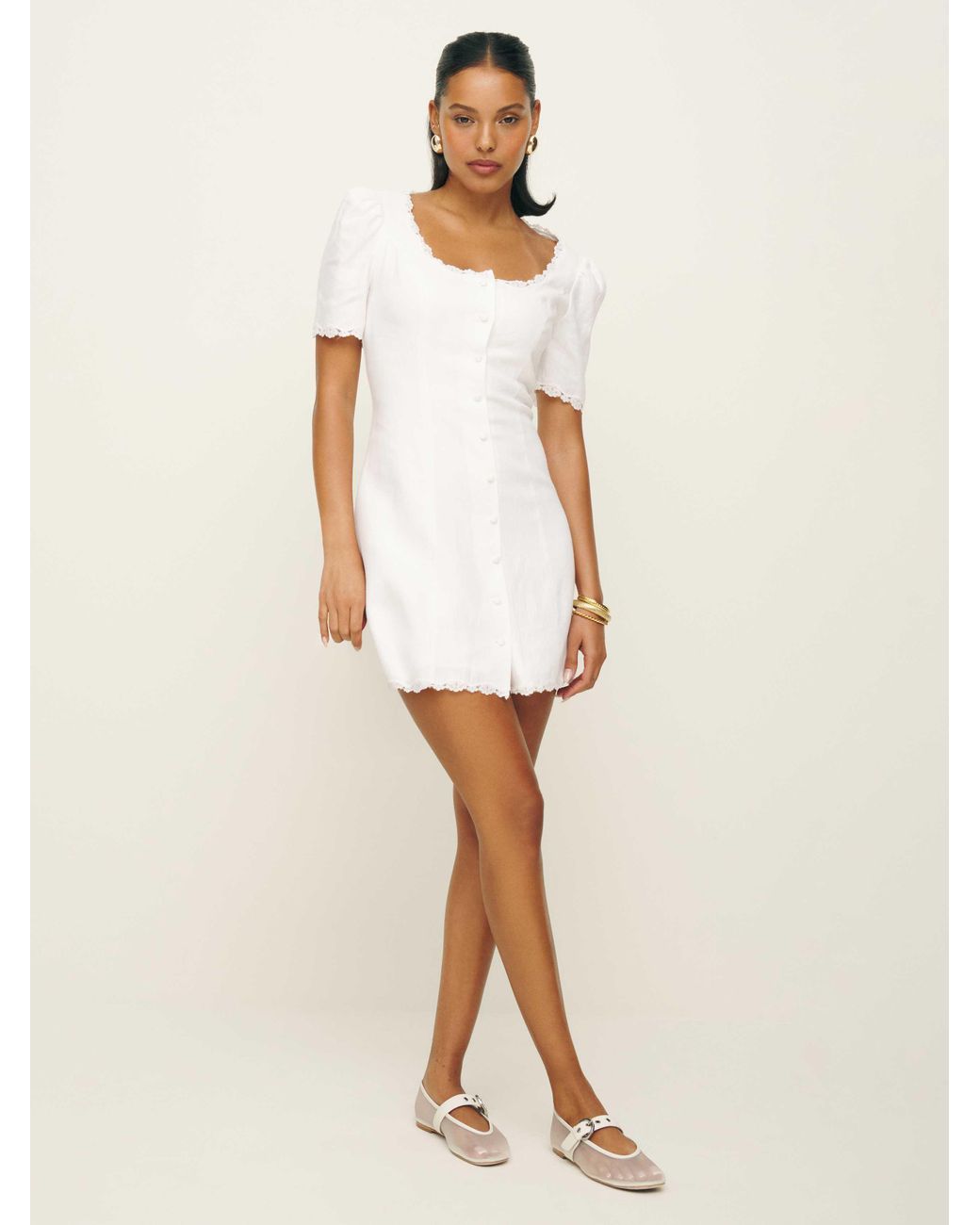 Reformation Anabella Linen Dress 6 in Natural | Lyst
