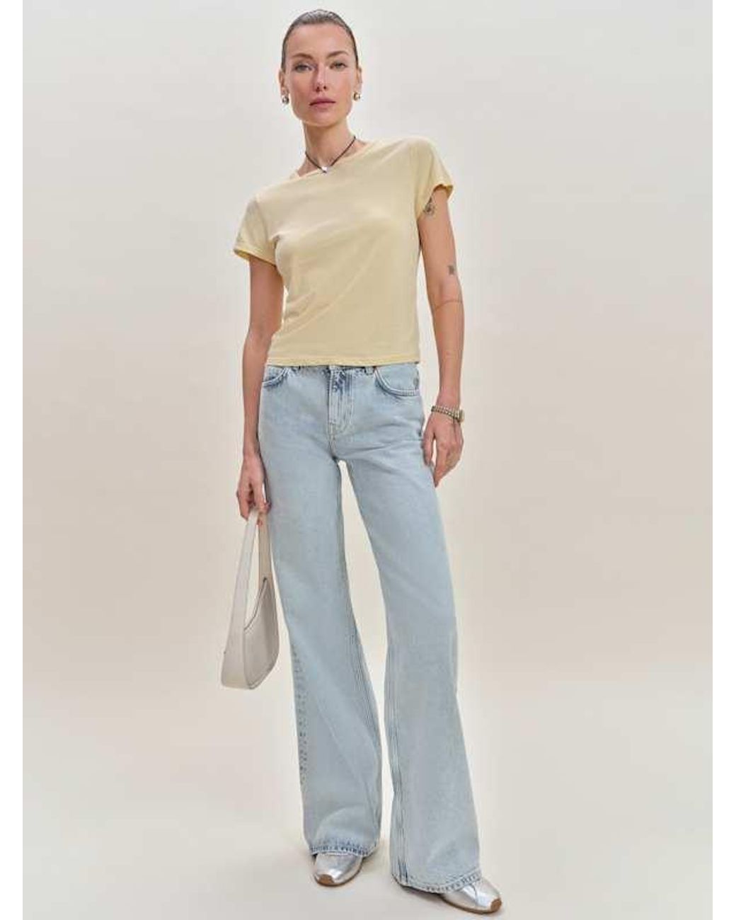 Reformation Blue Cary Low Rise Slouchy Wide Leg Jeans Denim