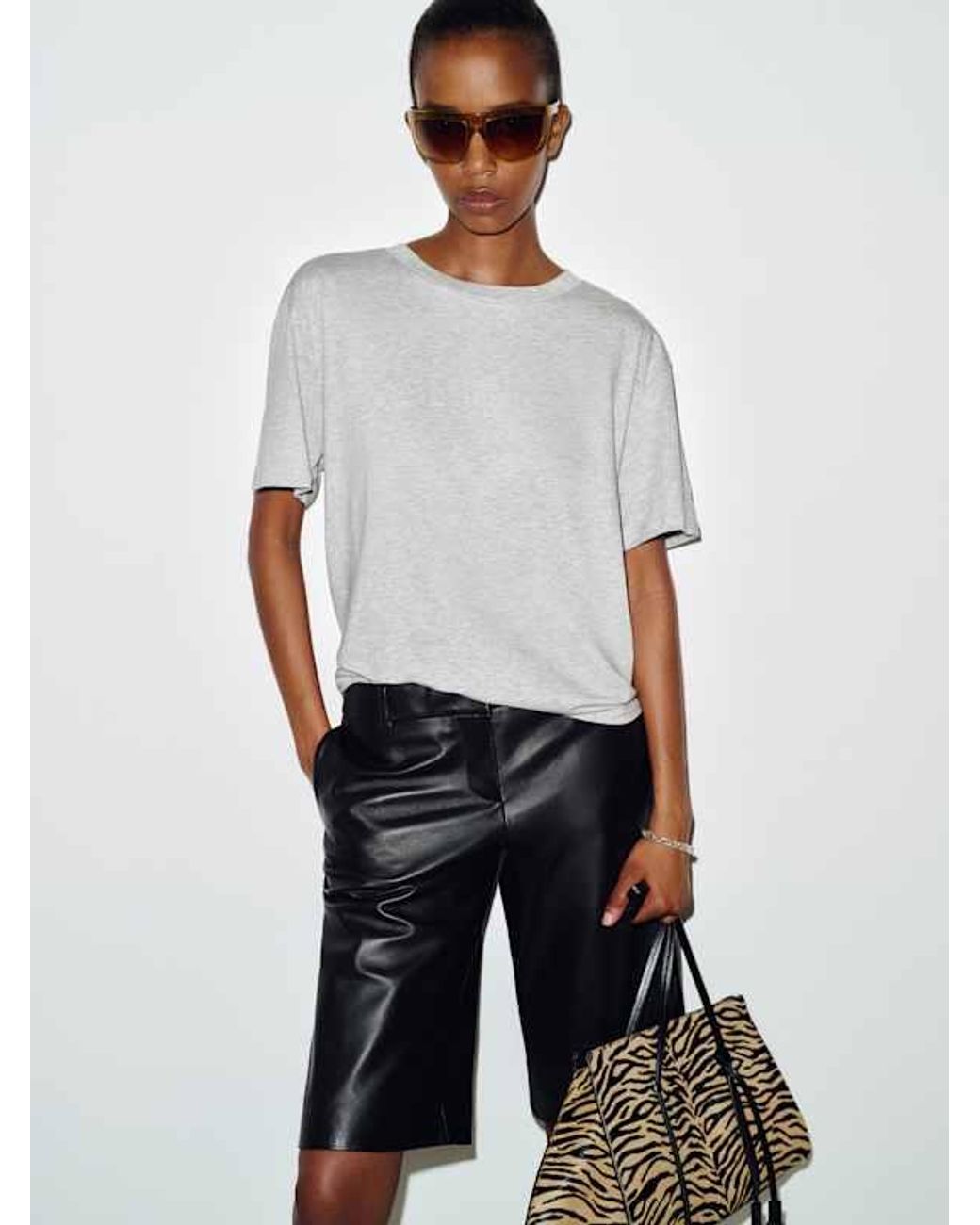 Reformation Gray Liam Oversized T-Shirt Heather