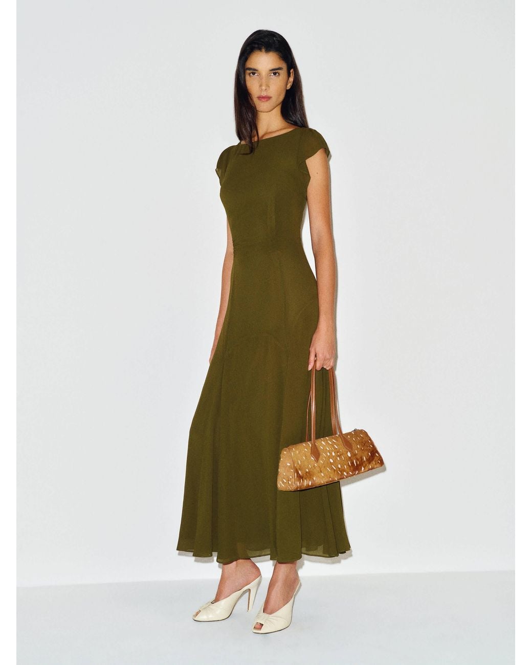 Reformation Green Petites Maelani Dress