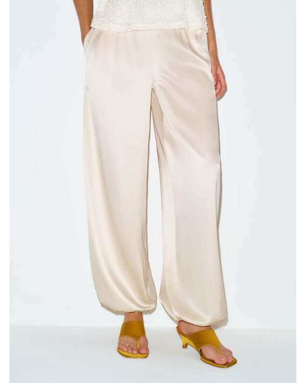 Reformation White Aven Satin Pant