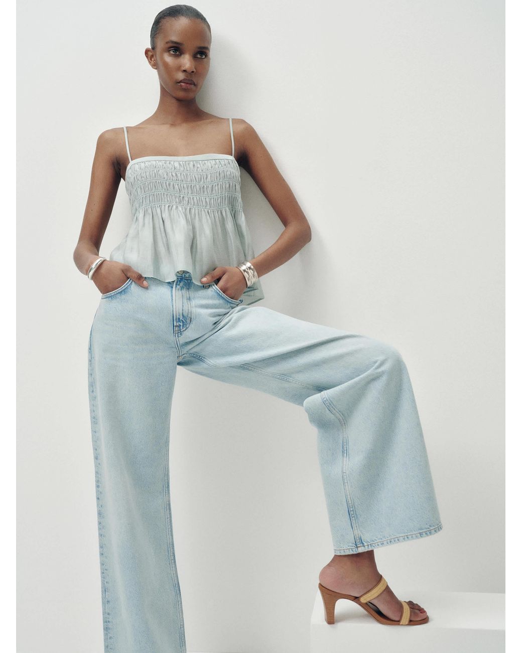 Reformation Blue Cicely Top