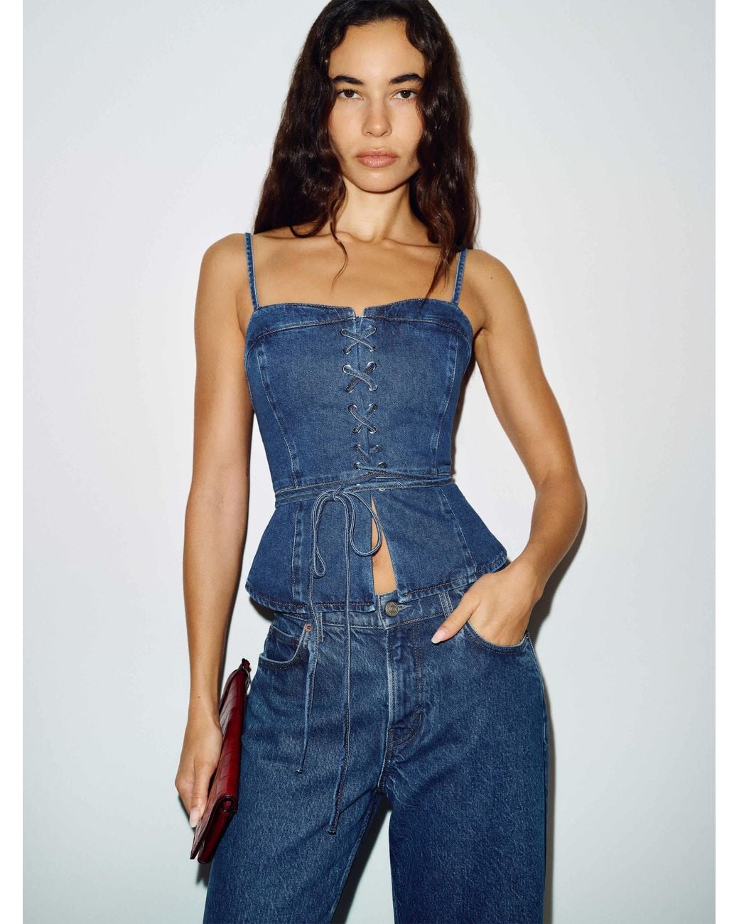 Reformation Blue Clayten Denim Top 0