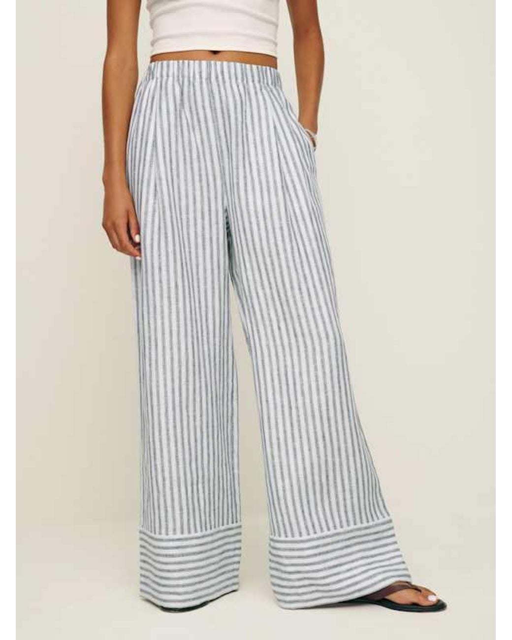 Reformation White Fernando Linen Wide Leg Short Pant