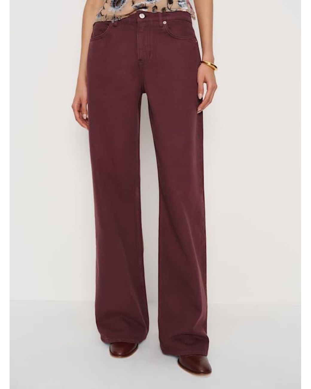 Reformation Purple Cary Low Rise Slouchy Wide Leg Jeans Denim