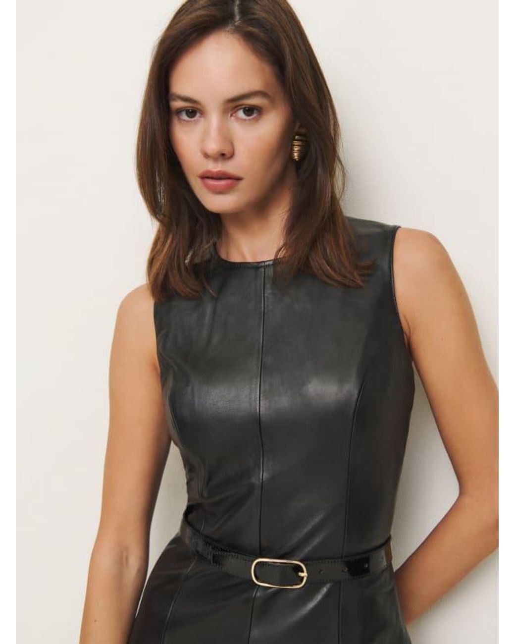 Reformation Veda Kendi Leather Dress in Black | Lyst