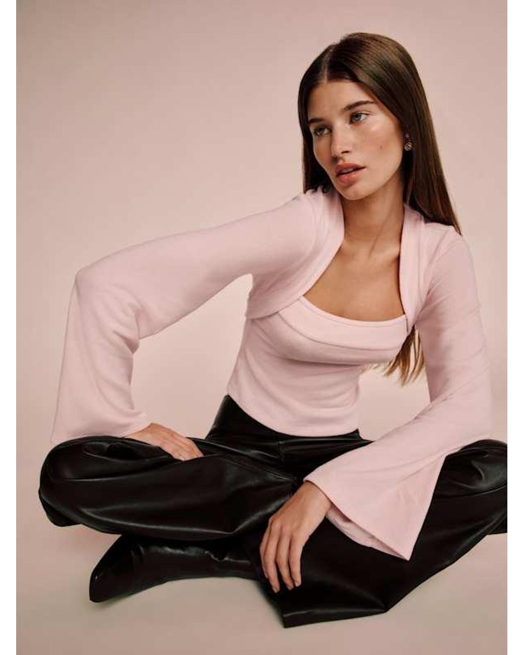 Reformation Chloe Knit Shrug Set in Pink | Lyst Reformation Chloe Knit Shrug Set in Pink | Lyst