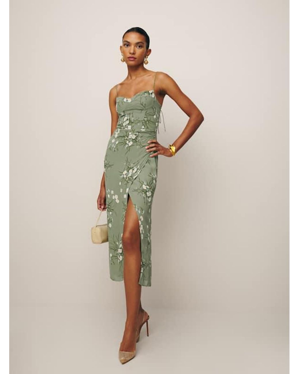 reformation green floral mini dress Reformation Persis floral mini dress Medium – The Leftovers main image 1