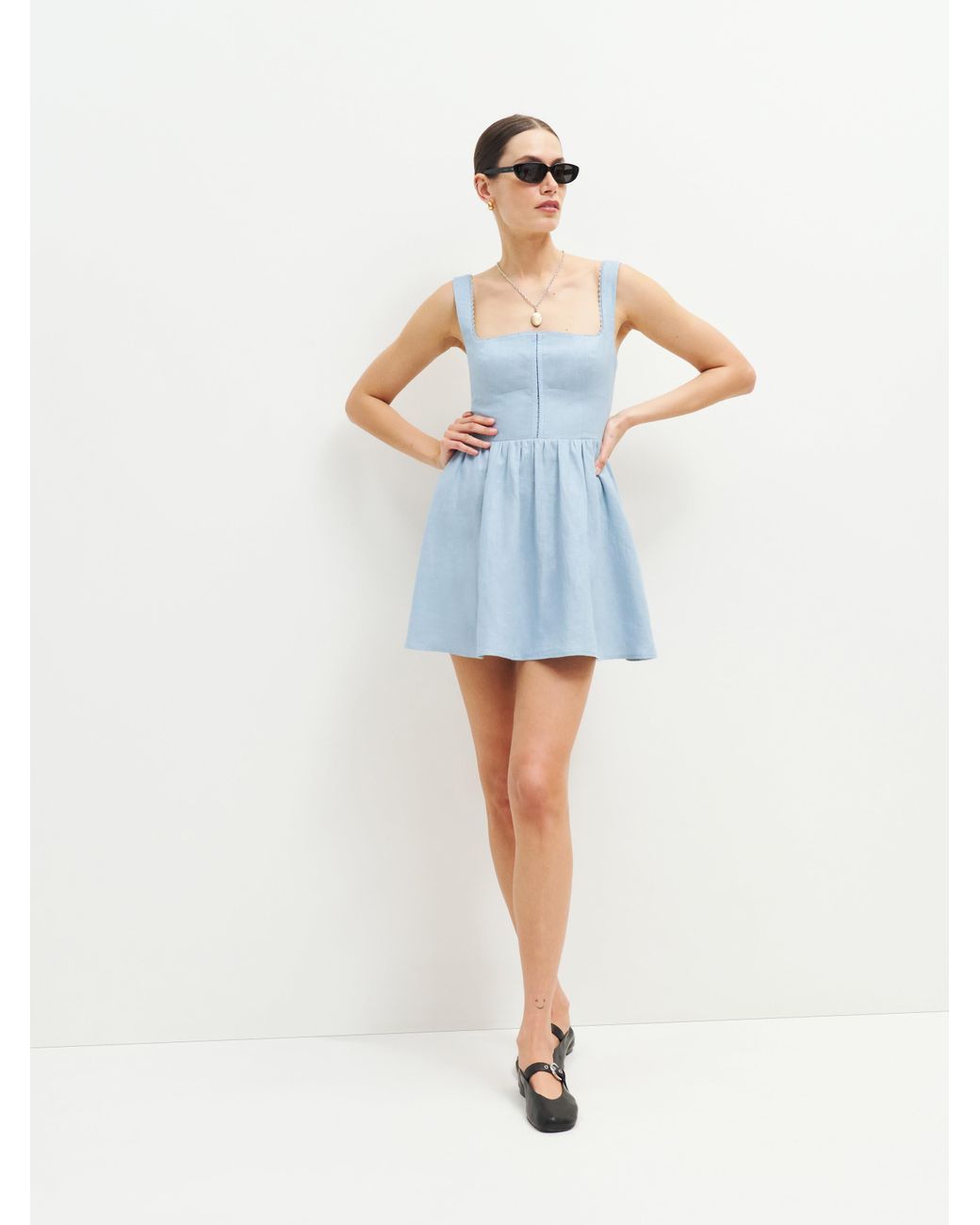 Reformation Sheri Linen Dress in Blue | Lyst Reformation Sheri Linen Dress in Blue | Lyst