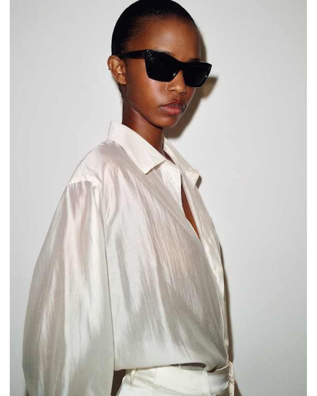 Reformation White Eli Oversized Shirt Sheer