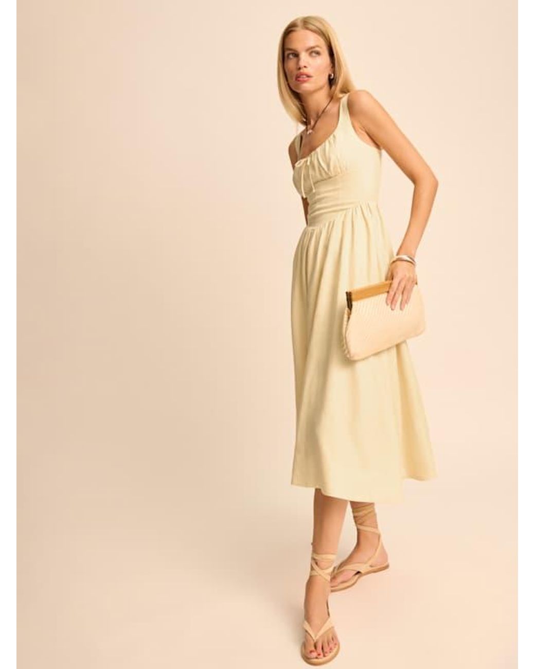 Reformation Balia Linen Dress 0 in Natural | Lyst Canada