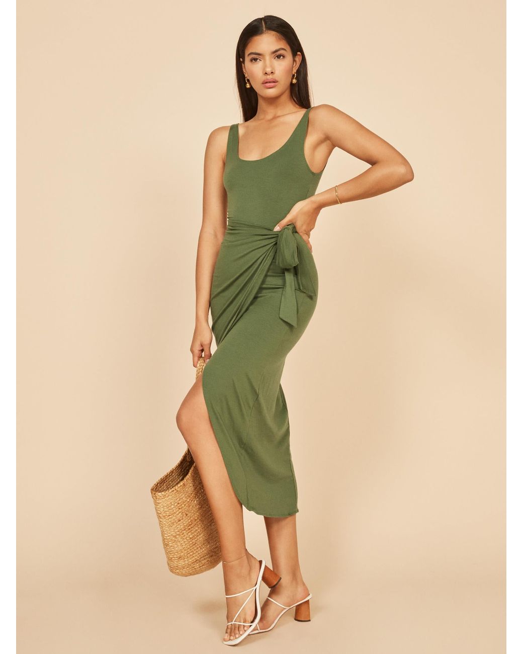 Reformation Kaila Knit Dress in Green | Lyst