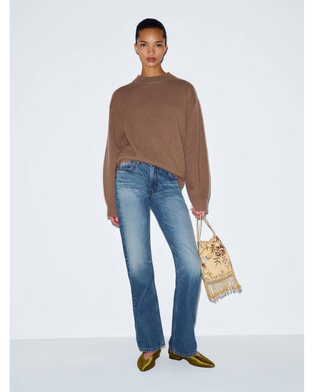 Reformation Blue Brandon Low Rise Slouchy Straight Jeans Denim