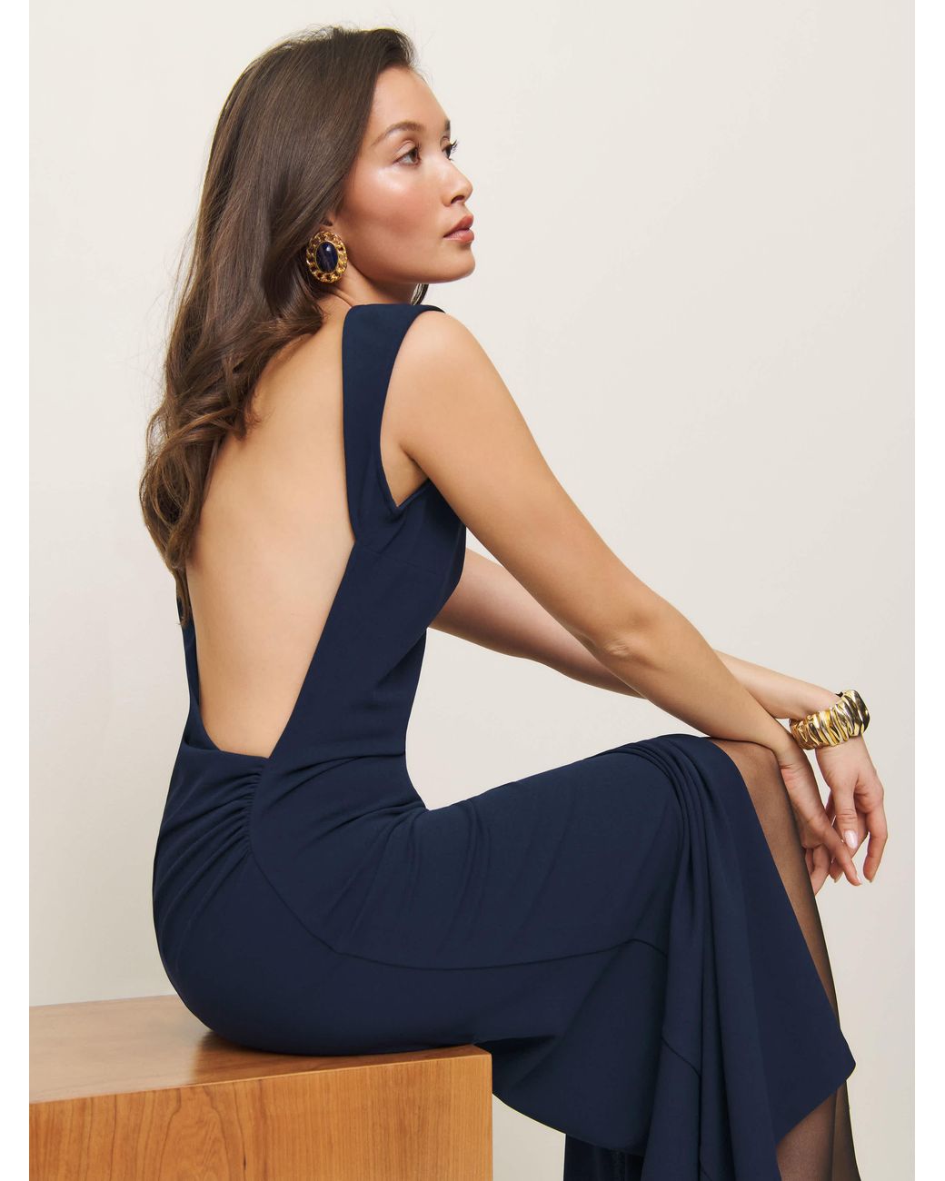 Reformation Beau Knit Dress in Blue | Lyst