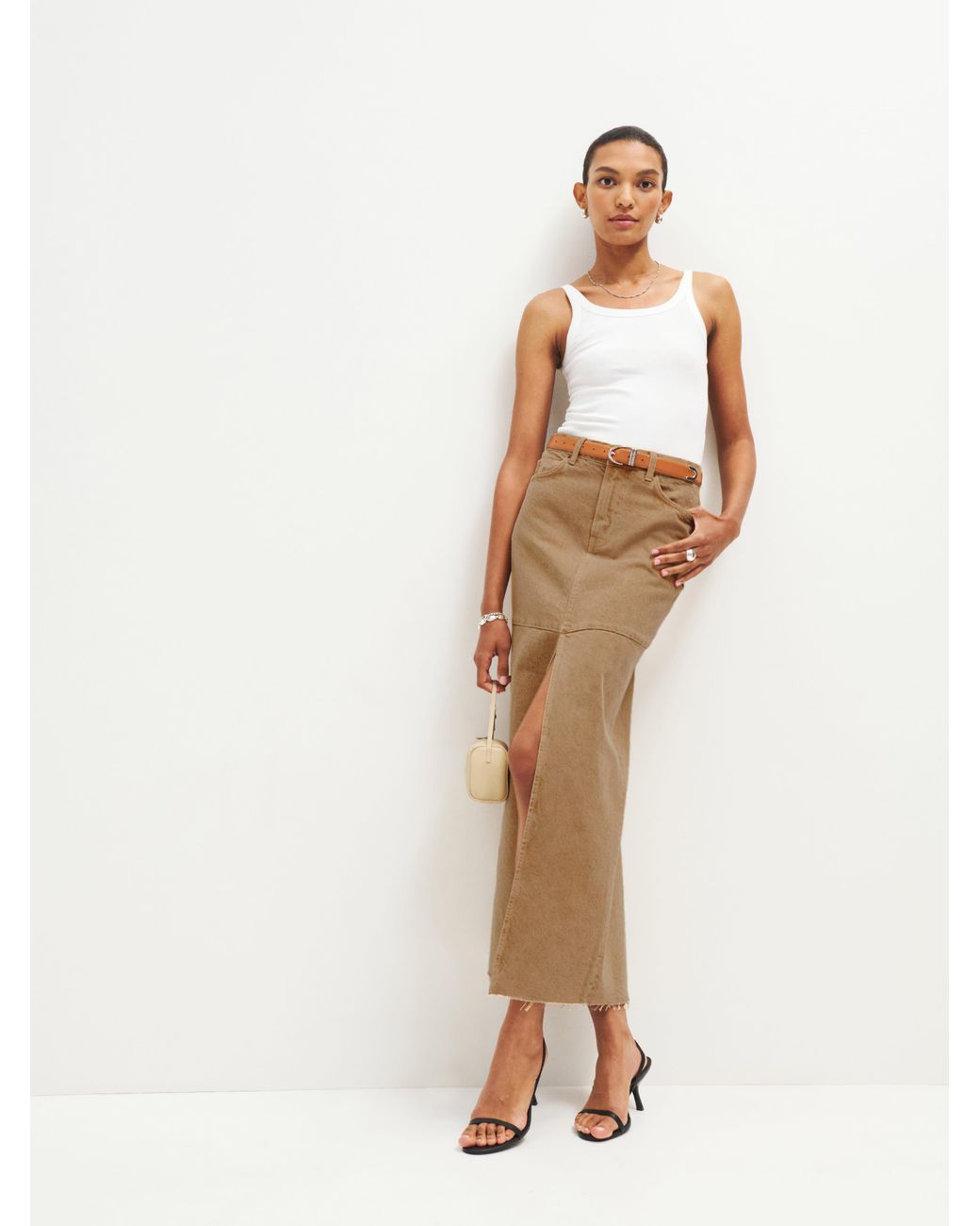Reformation Tazz Maxi Denim Skirt in White Lyst