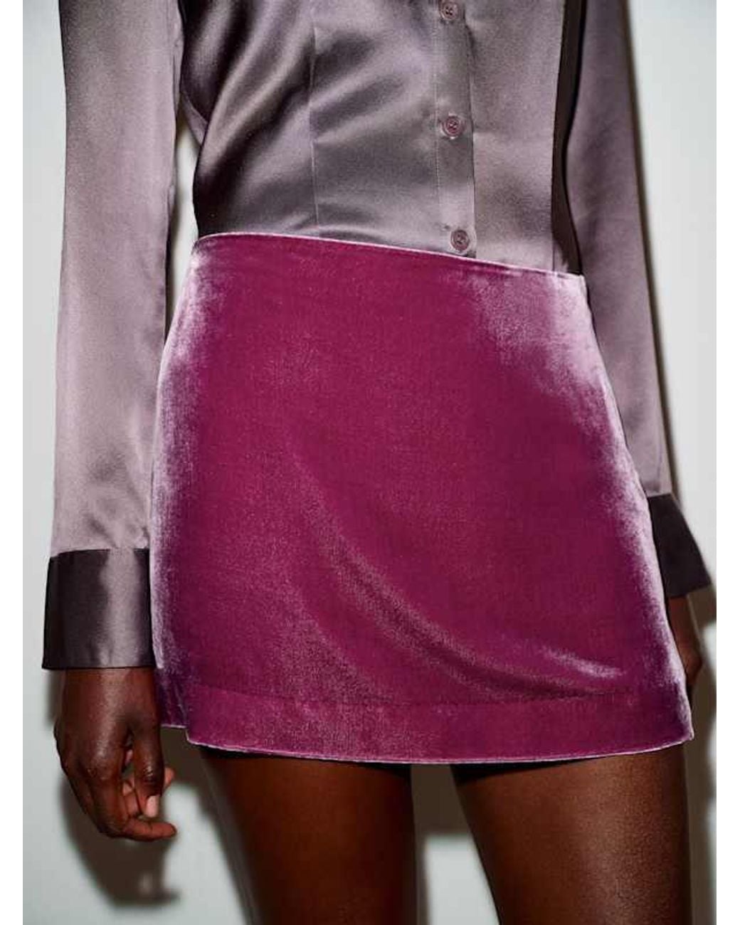 Reformation Red Carla Low Waist Velvet Skirt 0