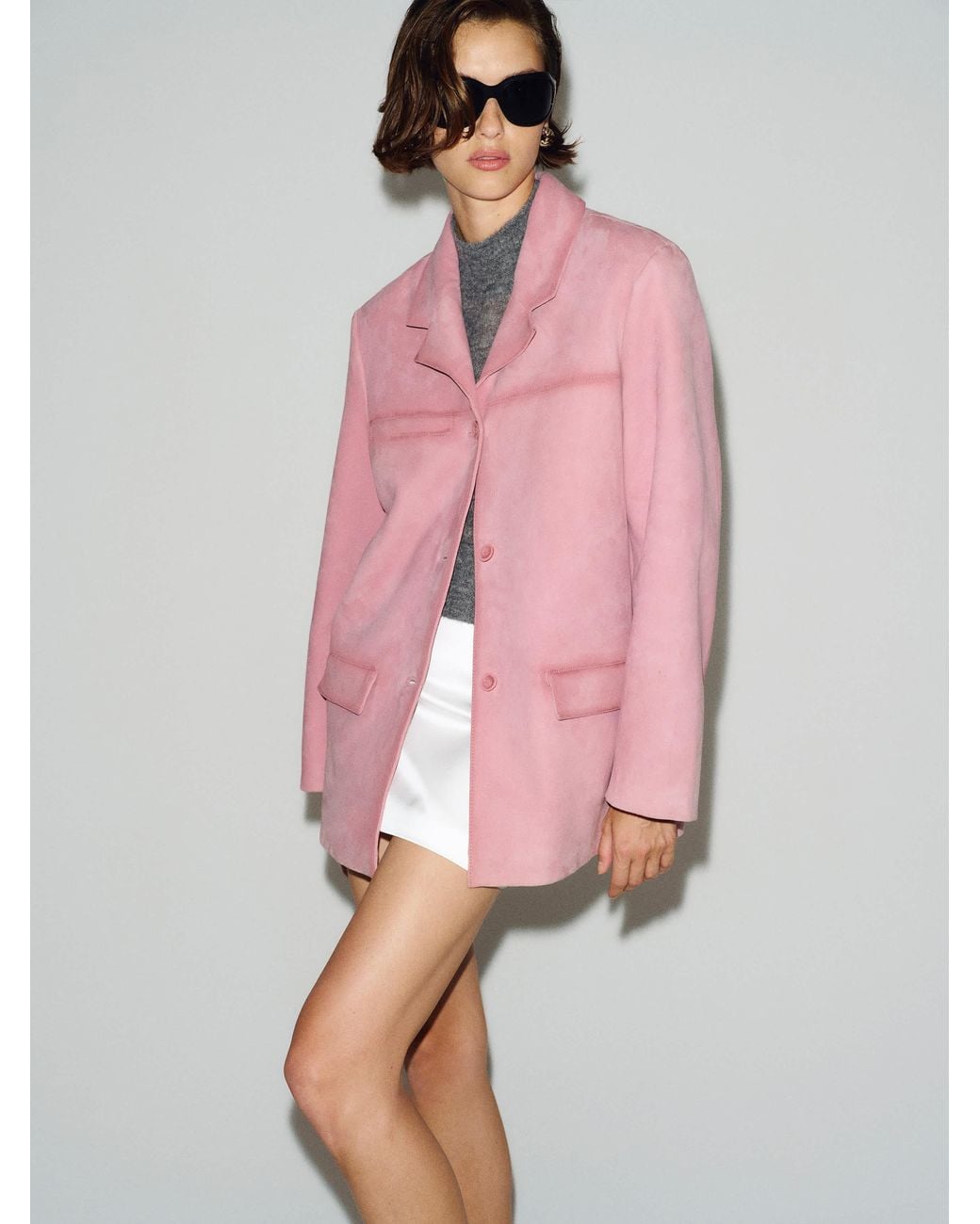 Reformation Pink Veda Rhodes Suede Jacket