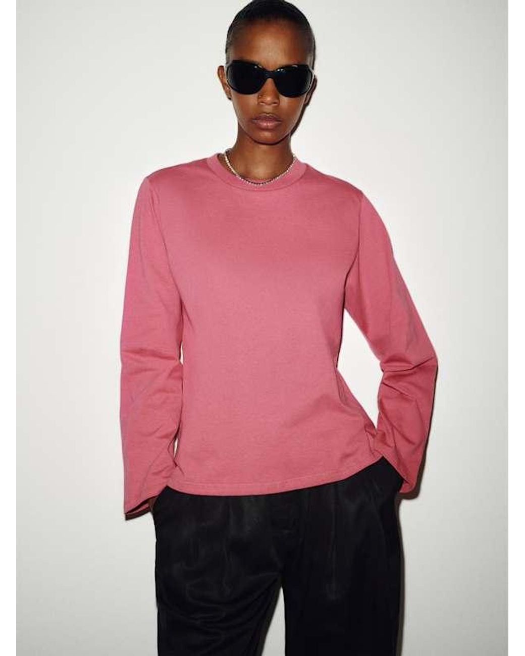 Reformation Pink Asher Oversized Long Sleeve T-Shirt