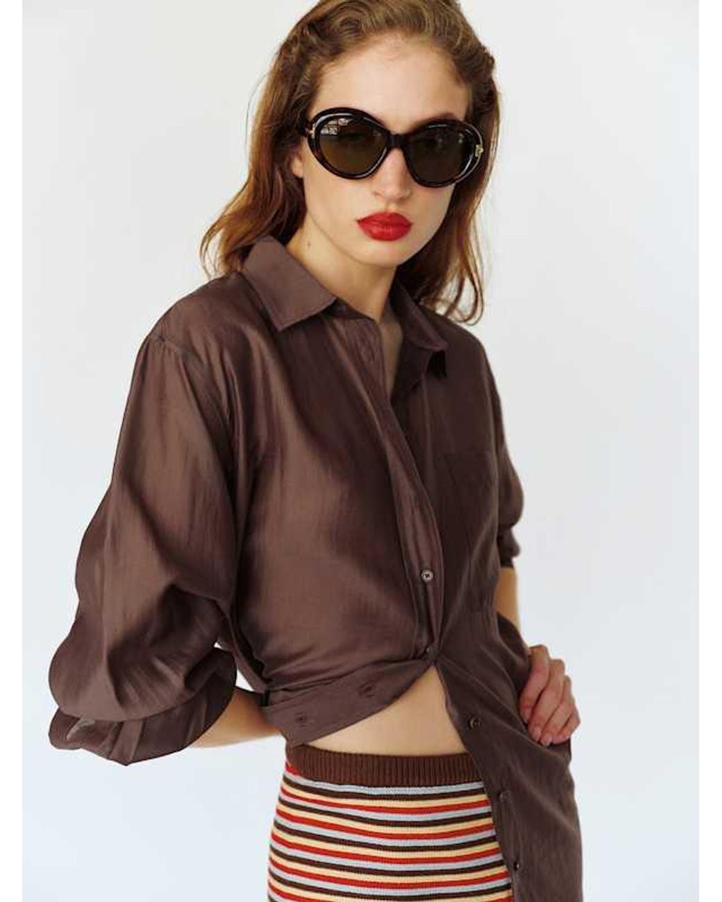 Reformation Multicolor Eli Oversized Shirt Sheer