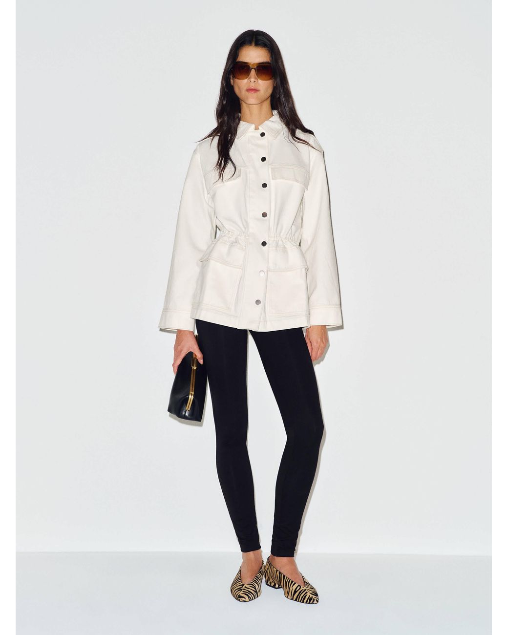 Reformation White Alex Cinched Denim Jacket