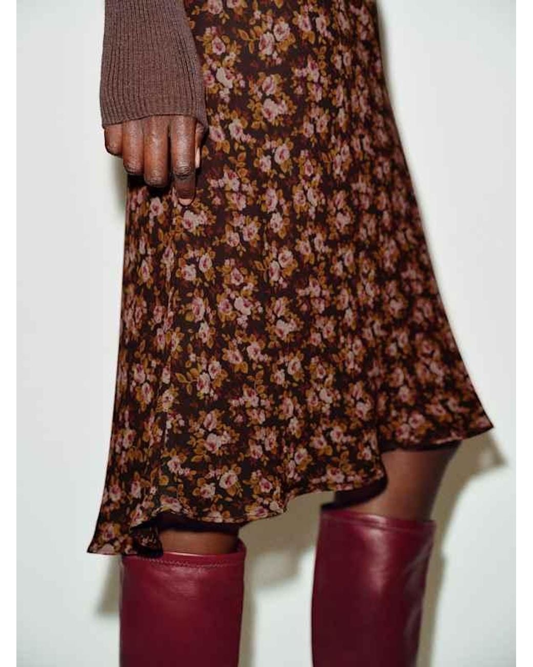 Reformation Brown Layla Knee Length Skirt