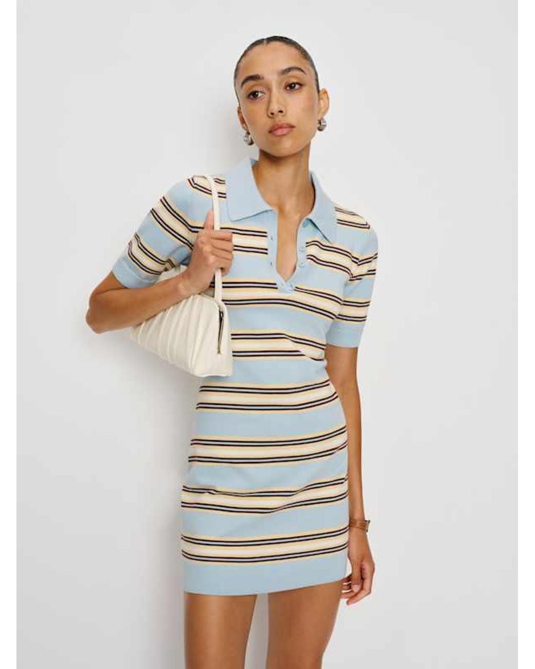 white christmas dresses Hatch Collection The Averie Polo Rib Sweater Dress in Navy