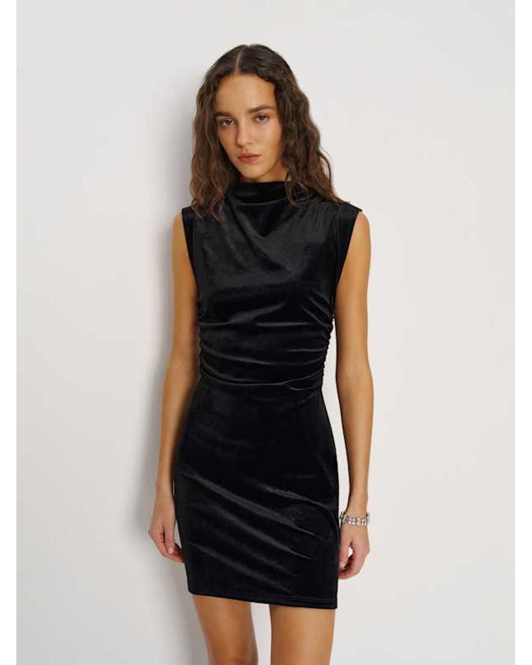 Reformation Black Alden Knit Dress Velvet